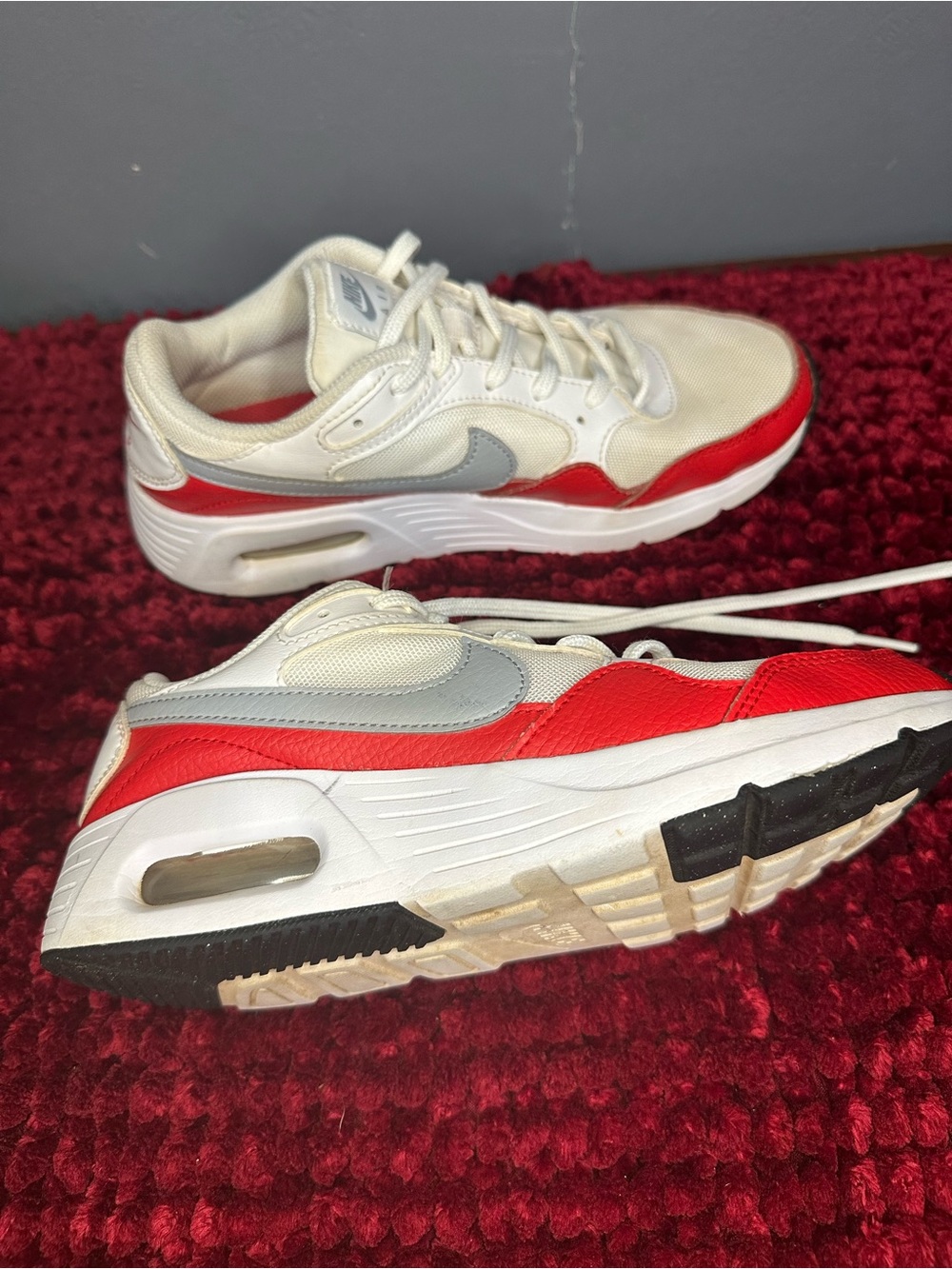 Nike Kids White, Red and Gray Low-Top Sneakers